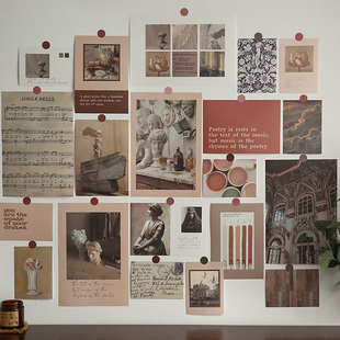 ins文艺装饰墙贴 美式复古卡片贴画贴纸明信片墙面艺术海报氛围感