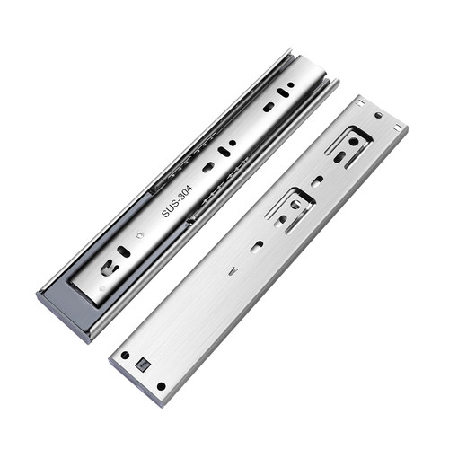 加厚不锈钢抽屉轨道滑轨阻尼缓冲三节静音滚珠导轨滑道橱柜五金
