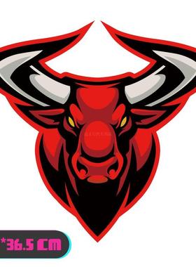 个性霸气红色公牛头图案创意车贴汽车机盖车门车身划痕大号遮挡贴