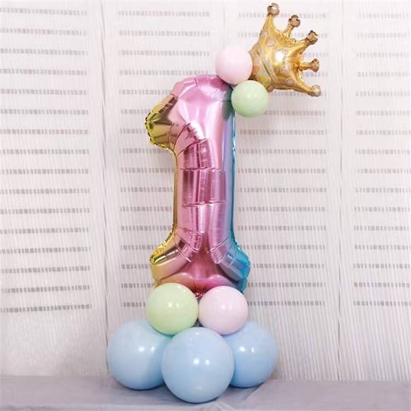 32寸新渐变色数字m立柱气球路引周岁周年庆生日派对庆典装饰布置