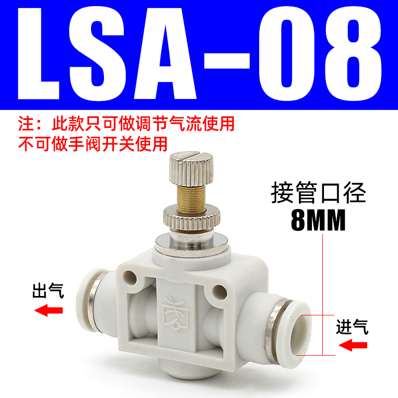 气动气管PA调节快速快插接头LSuA4/6/8/10/12mm节流限流调速管道
