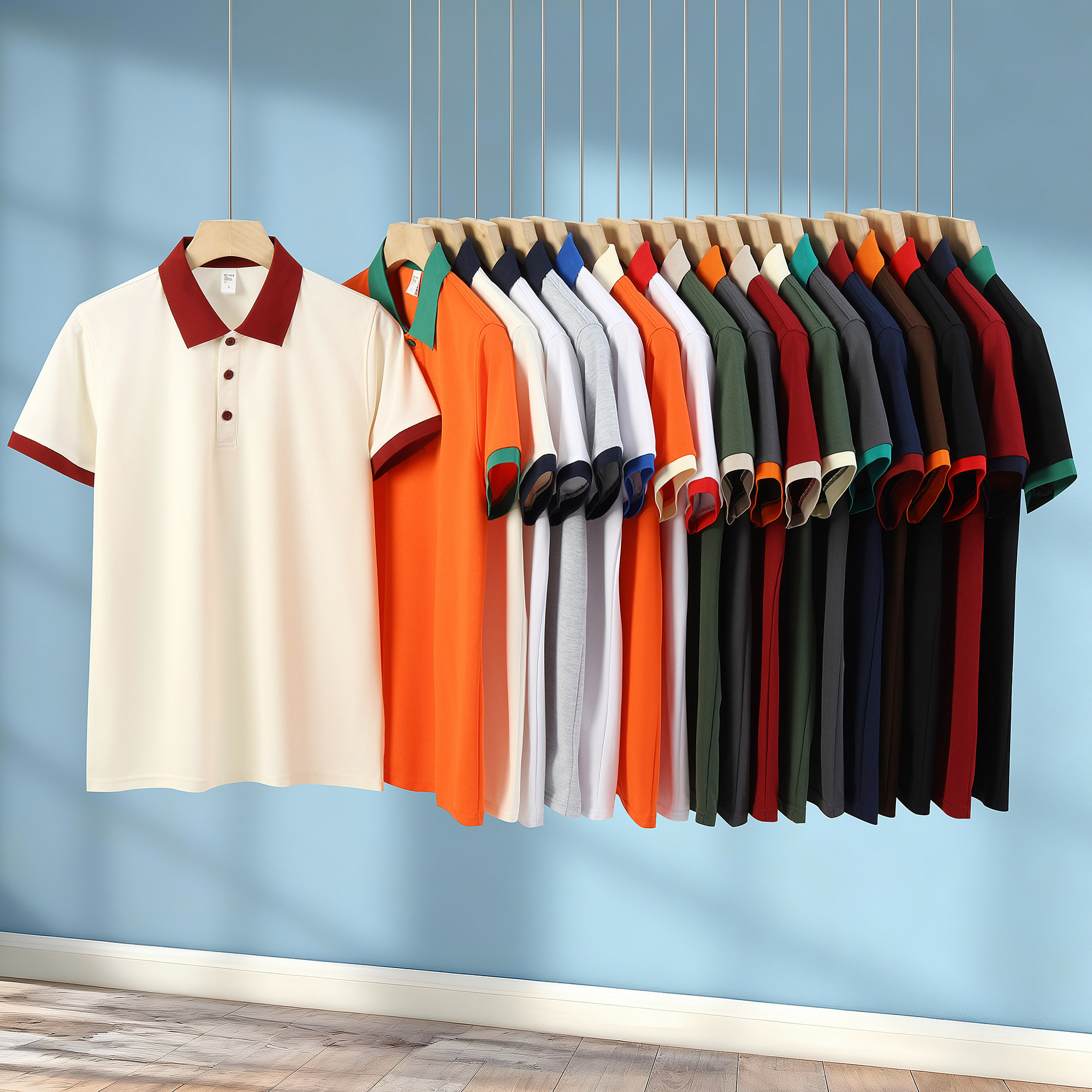 餐厅奶茶小吃店工作服定制印字饭店汽修短袖T恤Polo衫印logo刺绣