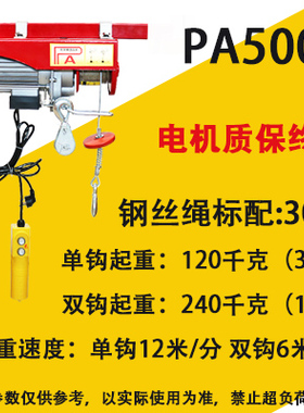微型电动葫芦220V家用装修小型吊机1吨提升机升降起重卷扬机吊车