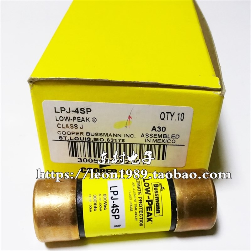 美国BUSSMANN保险丝 LOW-PEAK熔断器 LPJ-4SP 4A/600V/21*57mm