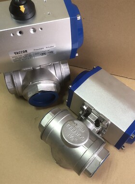 气动三通球阀DN15/20p/25/32/40/50丝扣内螺纹球阀三通 胶水气动