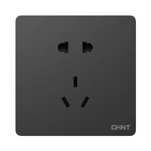 正泰6C深灰黑色开关插座面板多孔一开五5孔家用86型chint墙壁插座