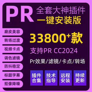 包转场字幕调色磨皮美颜降噪卡点特效2024 pr插件合集全套一键安装