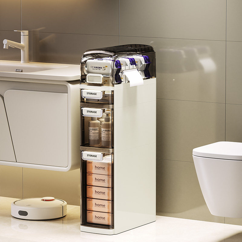 浴室夹缝收纳柜卫生间抽屉式多层储物柜厕所防水马桶窄缝置物架