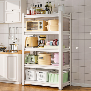 厨房置物架家用微波炉烤箱收纳架落地多层储物架钢制厨具收纳架子