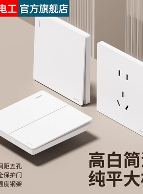国际电工86型白色开关插座面板墙壁暗装家用10A一开5五孔电源插座