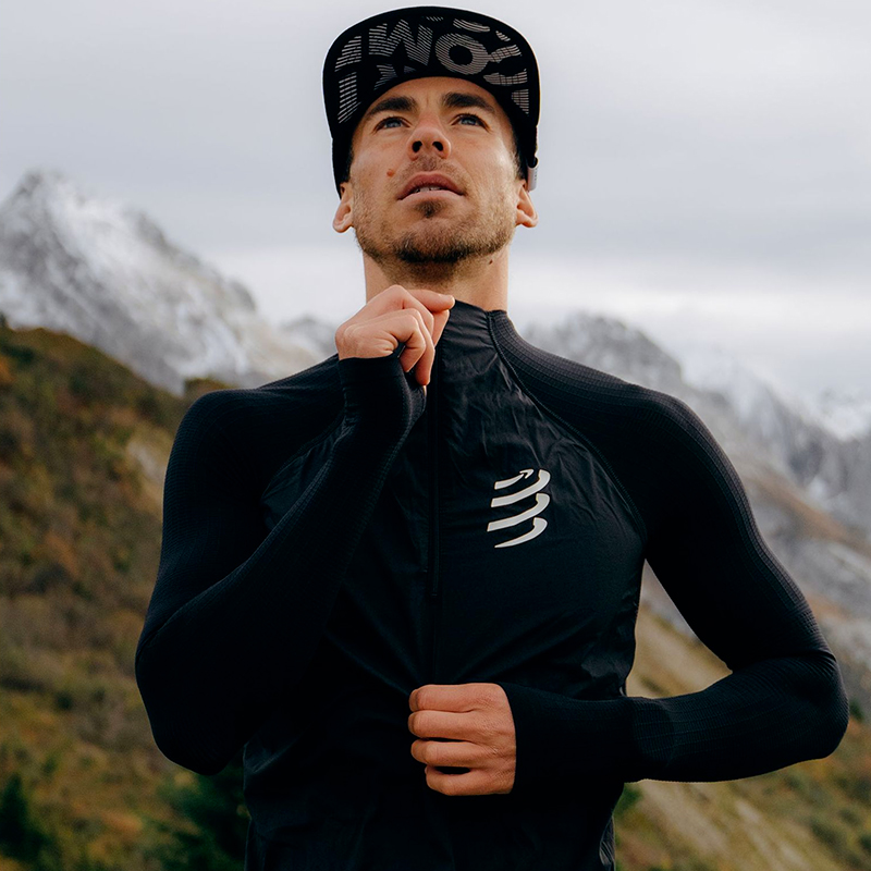 压缩运动防风半拉链长袖外套