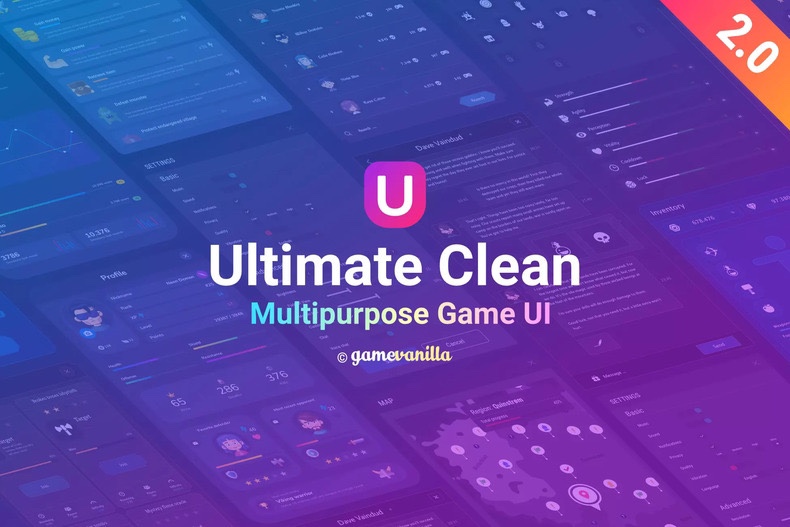 Unity Ultimate Clean GUI Pack 2.1.3包更新简洁UI界面PNG/PSD