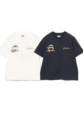 25SS日系复古春夏新款樱花字母舞技刺绣男女同款圆领休闲短袖T恤