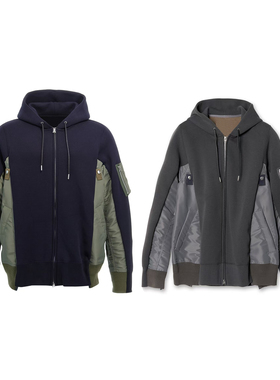 26SS萨卡衣明星同款休闲拼接连帽卫衣男女同款宽松外套潮牌上衣