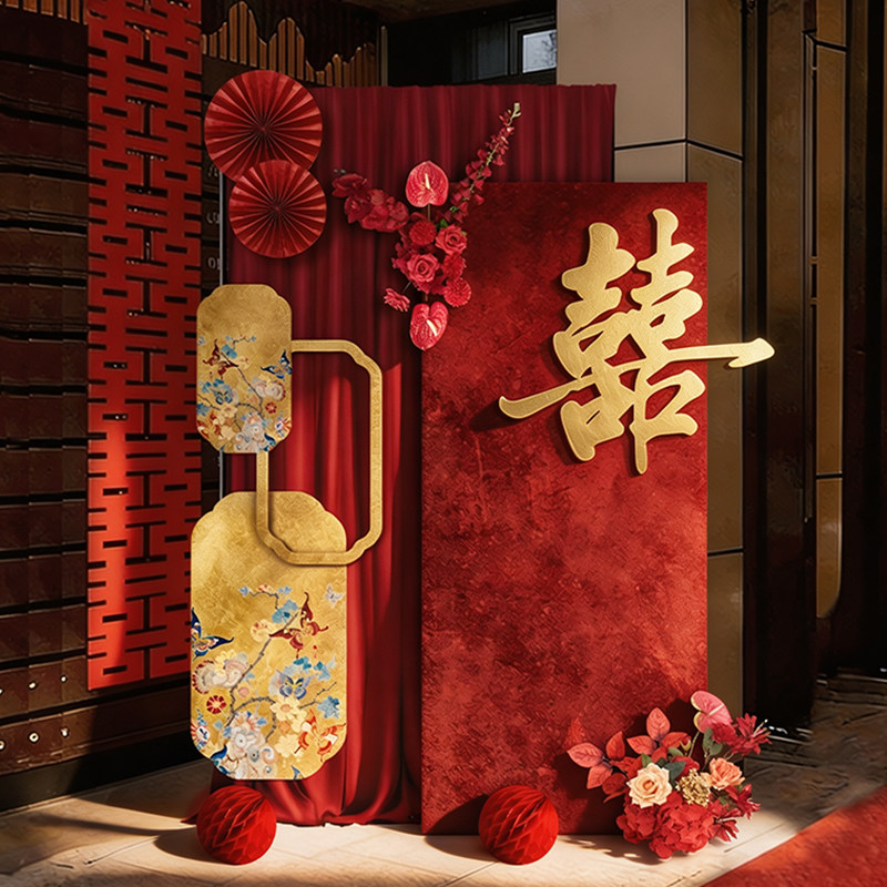 氛围感布幔迎宾拍照kt板背景墙图片