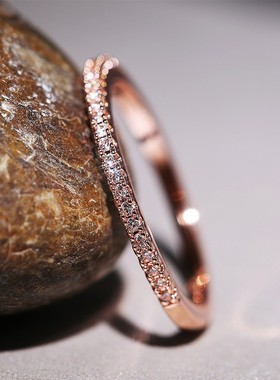 新款尔韵速卖极简风女士微镶锆石戒指百搭食指指环高级感气质饰品