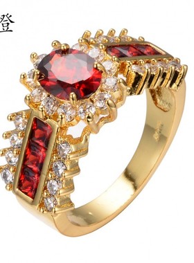 新款欧美黄金 紫色椭圆锆石戒指微镶电镀指环国际