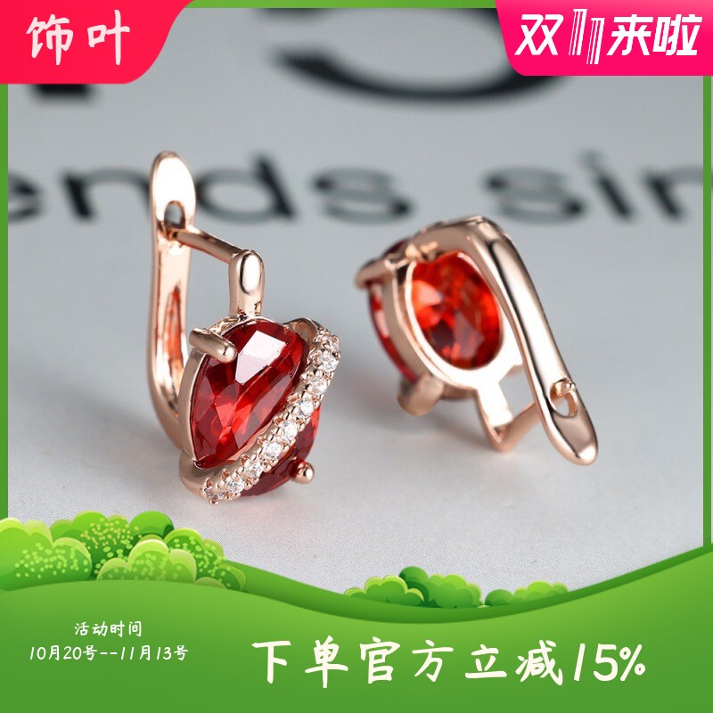新款跨境线条椭圆钻石耳扣简约个性百搭耳扣送女朋友精美礼物