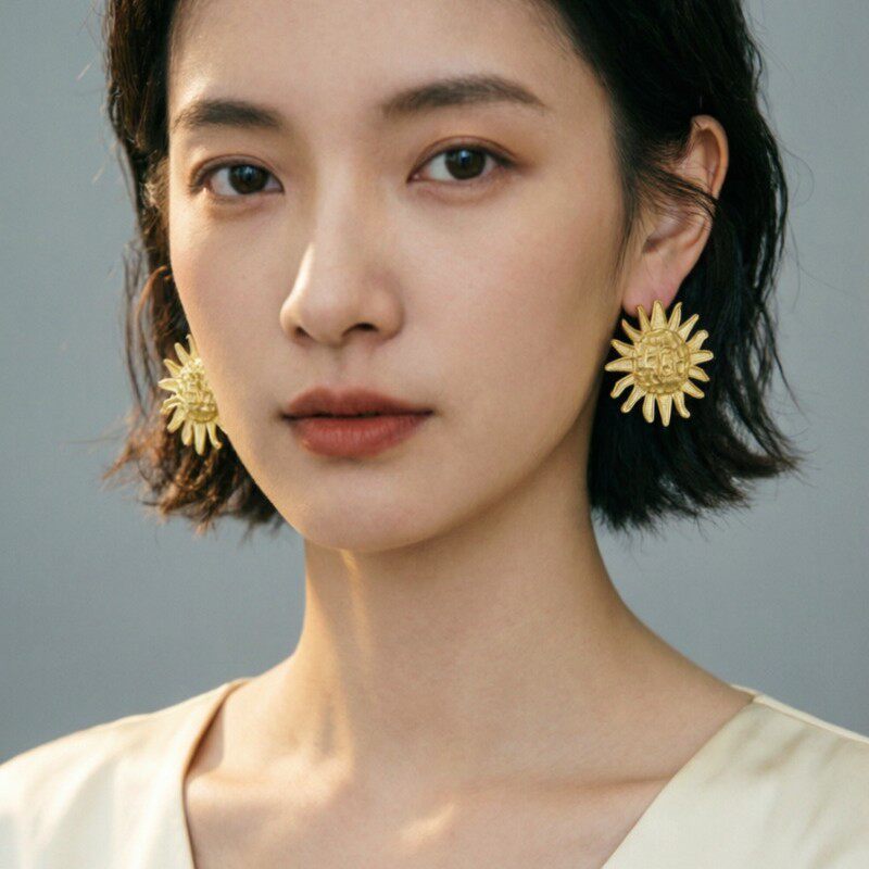法式复古轻奢设计向日葵太阳花钥