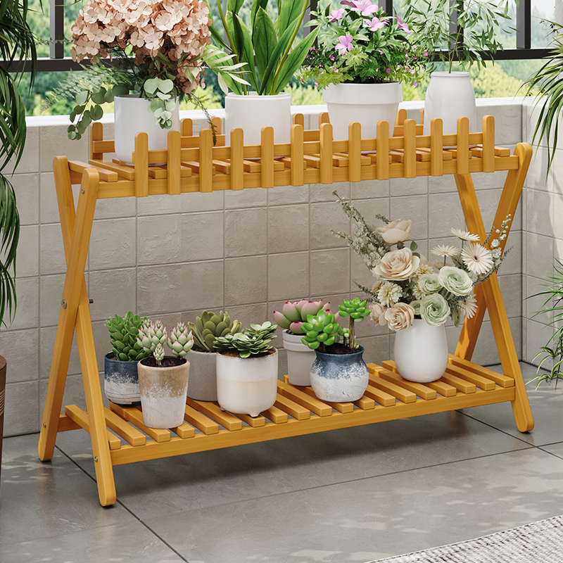 阳台花架子置物架客厅落地式2025新款竹花盆架绿萝多肉植物展示架