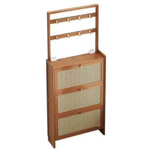 楠竹翻斗鞋柜2025新款入户家用门口室内衣帽挂衣架一体收纳置物架