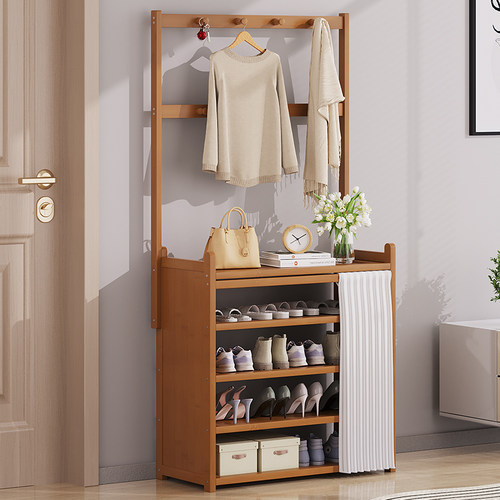 wawj鞋架衣帽架一体门口出租房用