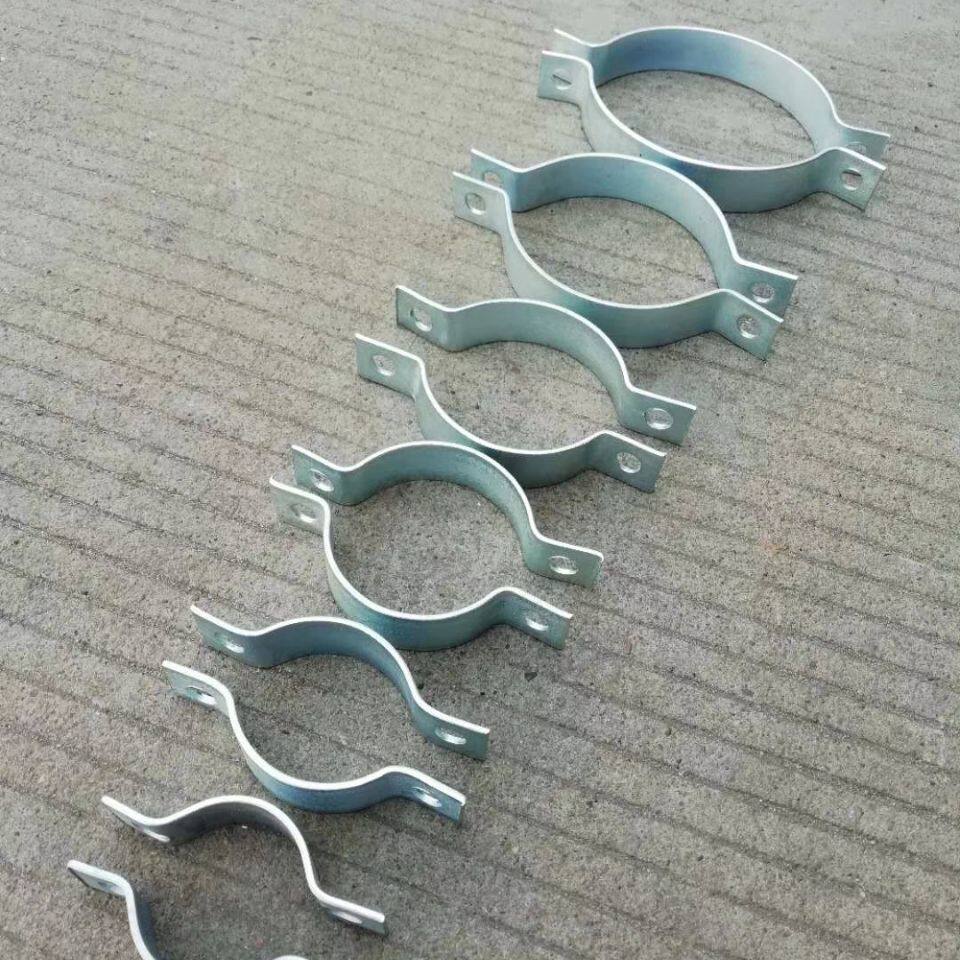 扁铁镀锌抱箍双半圆卡电线杆路牌固定管卡喉箍电杆电缆管箍管夹