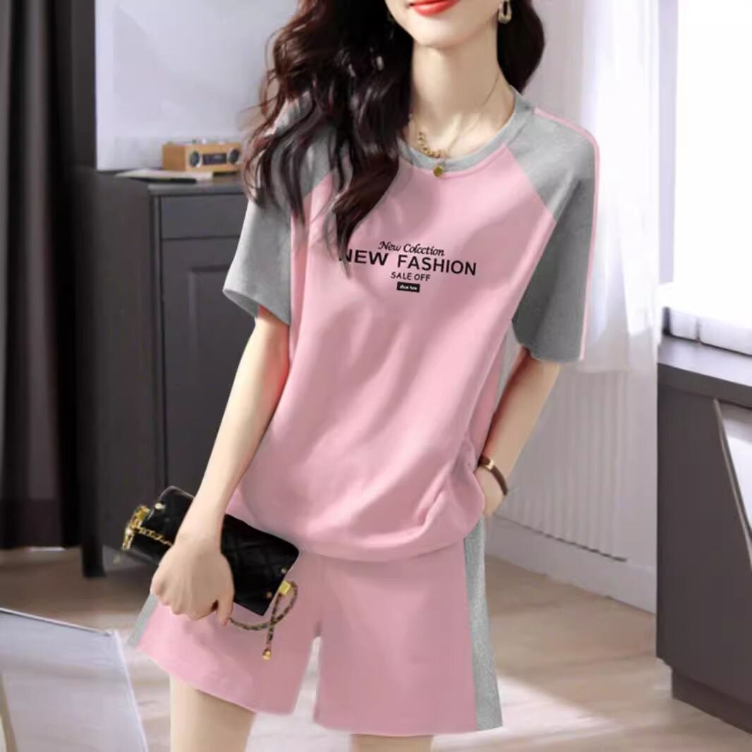 2024夏女装新款女士运动服套装休闲时尚短袖短裤小个子洋气两件套