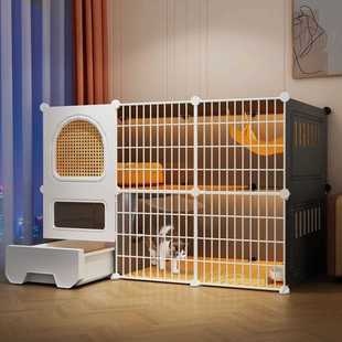 猫笼子家用室内带猫窝猫厕所一体猫别墅超大自由空间一室一厅一卫