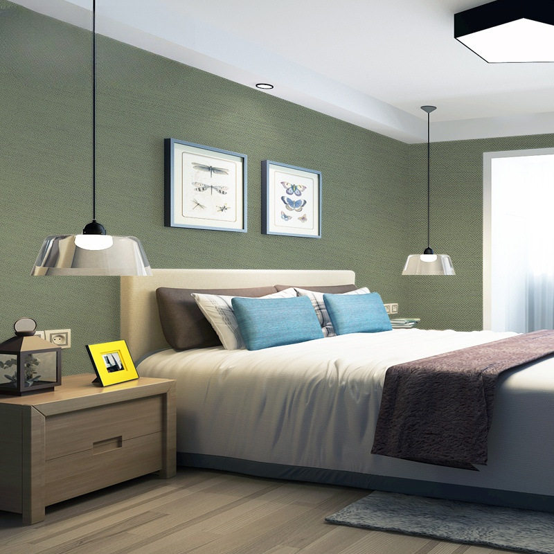 立体现代简约素色纯色单色深色墙纸无纺布客厅电视墙亚麻壁易梵斯