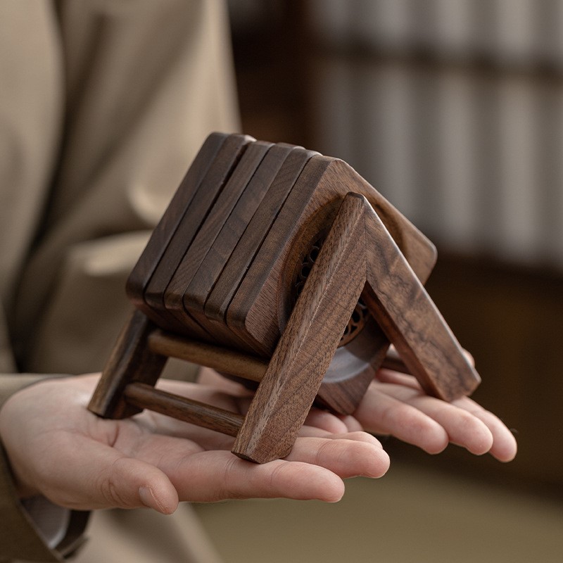 胡桃木原木茶杯托杯垫实木隔热垫创意茶道配件茶碟茶托防烫垫套装