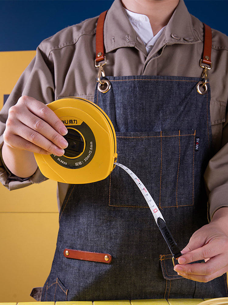 得力皮尺纤维圆盘软尺盒尺卷尺30米50米100米架尺子建筑工程测量