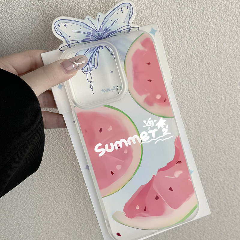 卡通夏日西瓜适用苹果8PLUS手机壳14PRO防摔iPhone创意15极简15PRO漂亮7耐用SE2简约创意16PROMAXins网红潮