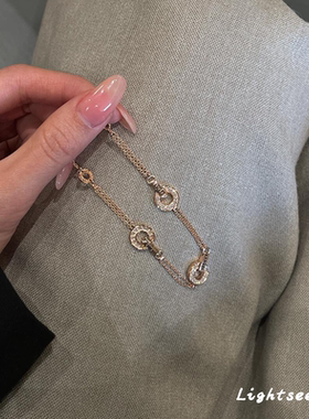 中古金色平安扣手链女轻奢小众