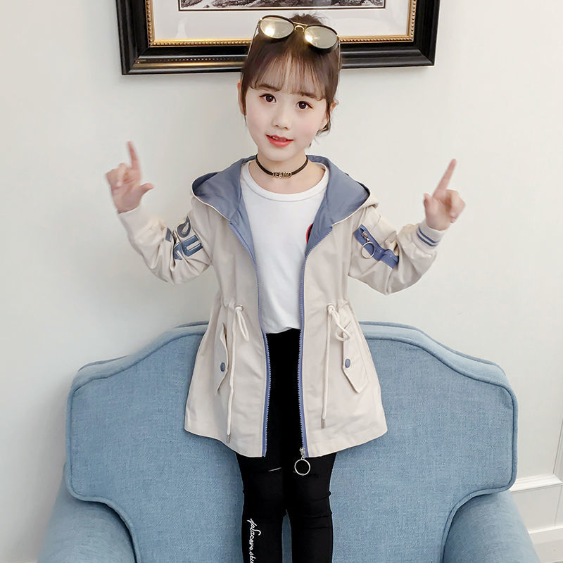 아동 의류 여아 봄 코트 2020 대형 아동용 및 아동용 스타일 상의를 위한 새로운 패션 중형 및 긴 윈드 브레이커