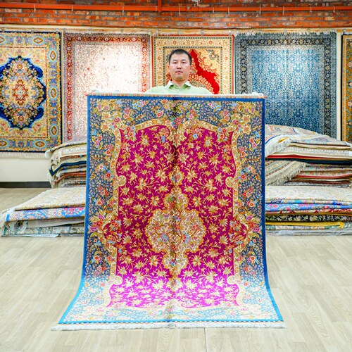 天匠手工真丝波斯地毯122x183cm
