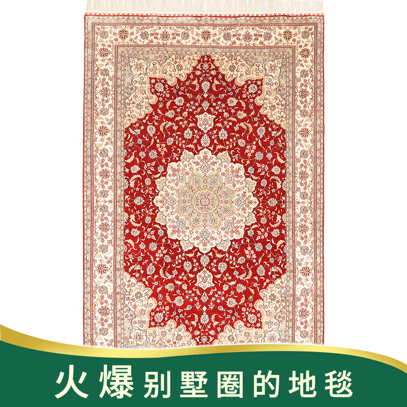 天匠150x240cm手工真丝波斯地毯印度进口手工编织客厅地毯简约