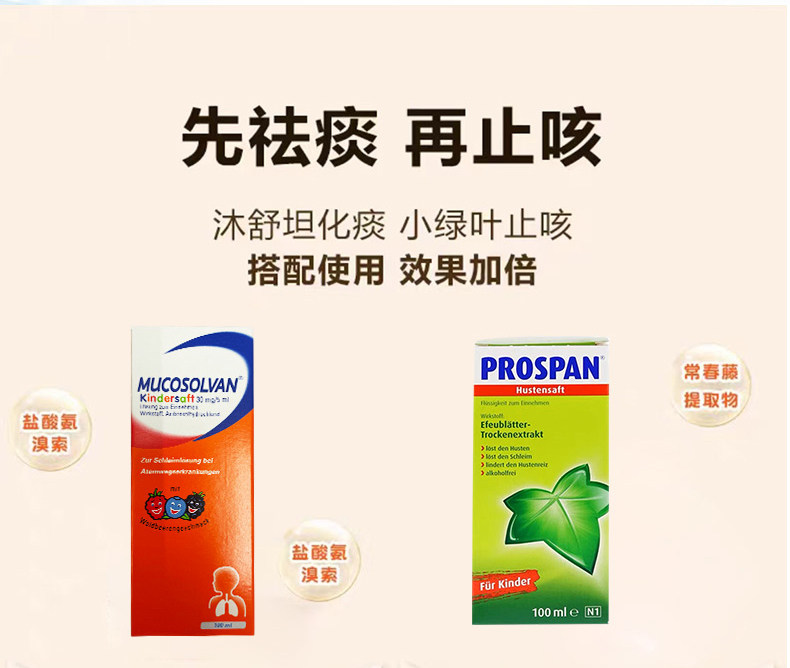 德国prospan小绿叶 沐舒坦祛痰止咳糖浆100ml