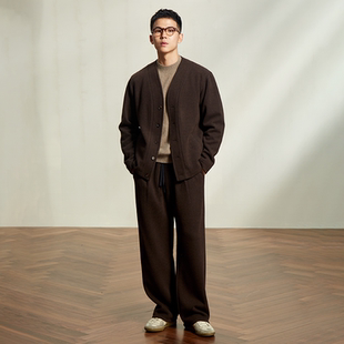 2色羊绒感套装 男抗皱保暖可机洗 原创设计轻奢重磅松弛感羊毛套装