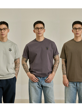 3色天平T恤｜245g纳威亚针织冰皮面料原创设计短袖男小廓形刺绣潮