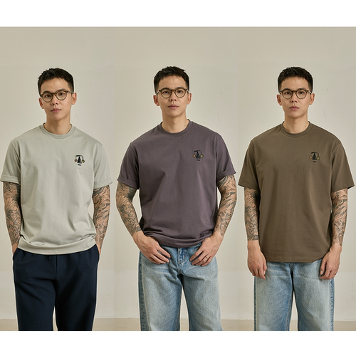 3色天平T恤刺绣logo冰皮面料