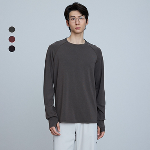 4色可机洗羊毛T|290g插肩圆领长袖打底T恤男透气速干保暖透气红