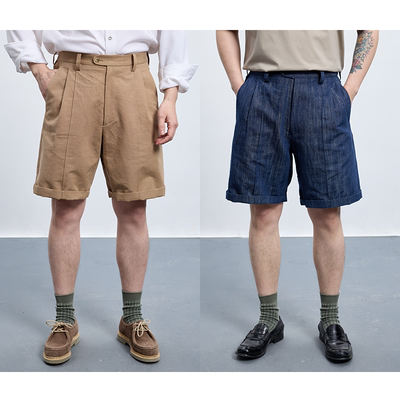 2色西装短裤永久裤线通勤神器
