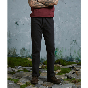 男黑色丹宁活性染不褪色百搭潮 微弹中腰锥形长裤 2色修身 牛仔裤