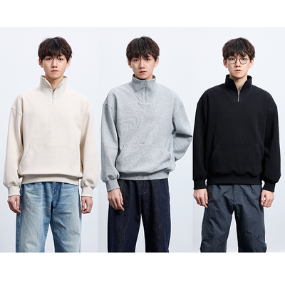 3色摩托领卫衣春秋百搭斯文感