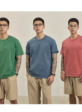 4色水洗T恤｜TrigCo原创双纱纯棉295g重磅圆领短袖男宽松美式情侣
