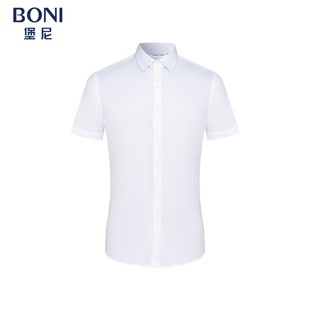 BONI/堡尼春夏新品商务八字领衬衣纤维混纺短袖休闲衬衫GN311A03B
