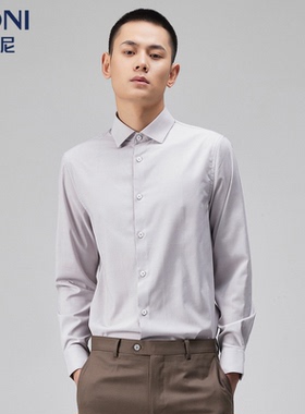 BONI/堡尼春夏新品商务长袖衬衫修身时尚混纺男休闲衬衣TGN36011B