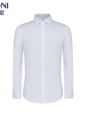 BONI/堡尼春夏新品商务白色衬衣纤维混纺休闲长袖衬衫男GN111161A