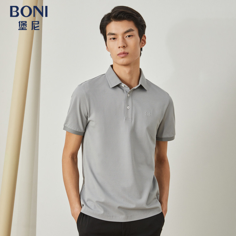 BONI/堡尼春夏新品商务翻领POLO衫棉丝男士短袖休闲T恤LN384B95B